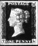 1. Первая почтовая марка в мире - английский 'черный пенни' (1840 г.)