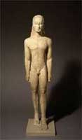 Курос (архаическая статуя атлета или бога).
 VI в. до н.э. Мрамор.  Метраполитен-музей
 (www.metmuseum.org). Нью-Йорк.