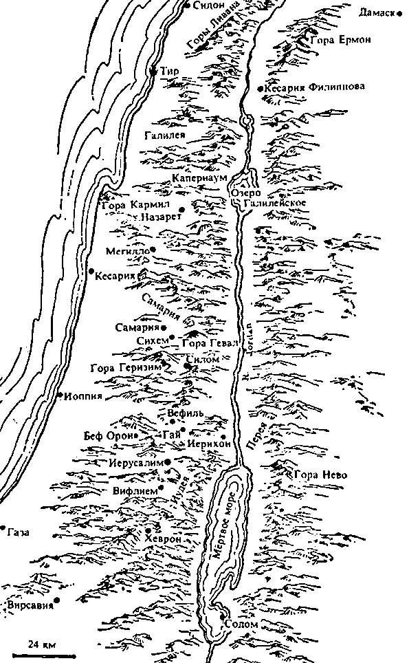 Карта местности, описанной в Библии.