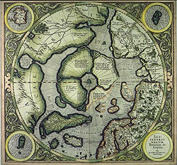 Переиздание 1606 года карты 'Mercator - Septentrionalium Terrarum Descriptio 1595'. Изображение с сайта absolutgraphic.narod.ru