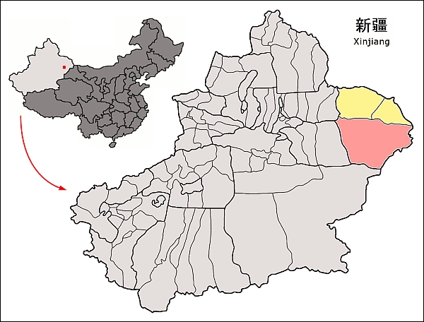 Оазис Хами (Кумул) на карте Синьцзяна