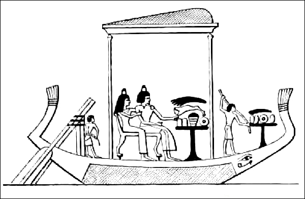 Погребальная ладья. Древнеегипетский рисунок