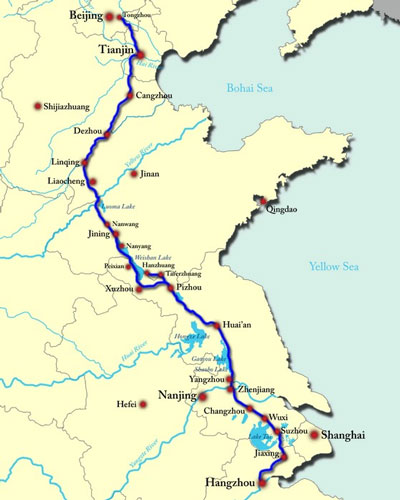 Карта-схема Великого канала Китая