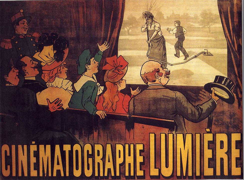  1896         (https://en.wikipedia.org/wiki/History_of_film#/media/File:Cinematographe_Lumiere.jpg)