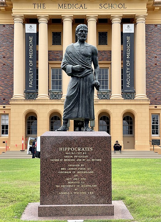         (): https://en.wikipedia.org/wiki/Hippocrates#/media/File:Hippocrates_sculpture_in_front_of_Mayne_Medical_School,_Brisbane,_2021.jpg