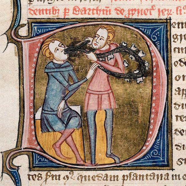 Удаление зуба серебряными щипцами. Средневековая миниатюра (14 век, Англия): https://ru.wikipedia.org/wiki/Удаление_зуба#/media/Файл:Medieval_dentistry.jpg
